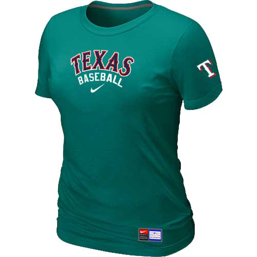 Cheap Women Texas Rangers Nike L.Green Short Sleeve Practice MLB Baseball T-Shirt