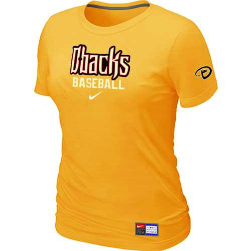 Cheap Women Arizona Diamondbacks Crimson Nike Yellow Short Sleeve Practice MLB Baseball T-Shirt