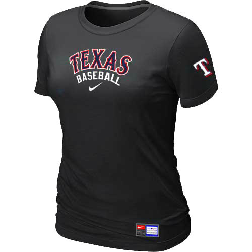 Cheap Women Texas Rangers Nike Black Short Sleeve Practice MLB Baseball T-Shirt