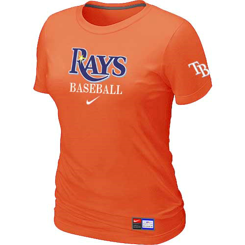 Cheap Women Tampa Bay Rays Nike Orange Short Sleeve Practice MLB Baseball T-Shirt