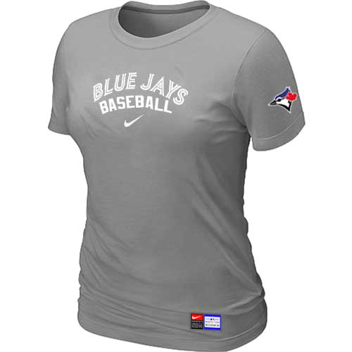 Cheap Women Toronto Blue Jays Nike L.Grey Short Sleeve Practice MLB Baseball T-Shirt