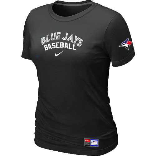 Cheap Women Toronto Blue Jays Nike Black Short Sleeve Practice MLB Baseball T-Shirt
