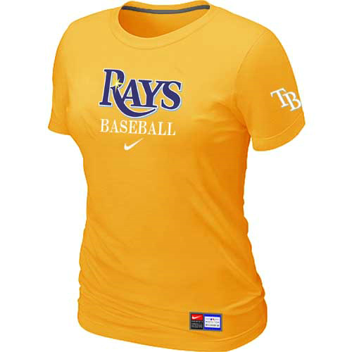 Cheap Women Tampa Bay Rays Nike Yellow Short Sleeve Practice MLB Baseball T-Shirt
