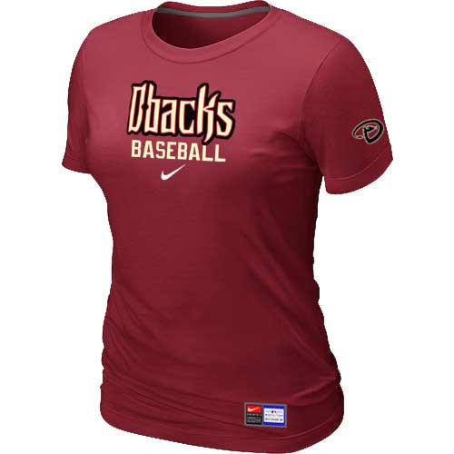 Cheap Women Arizona Diamondbacks Crimson Nike Red Short Sleeve Practice MLB Baseball T-Shirt
