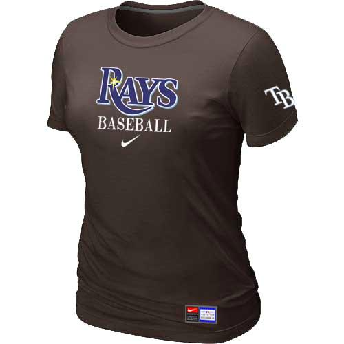 Cheap Women Tampa Bay Rays Nike Brown Short Sleeve Practice MLB Baseball T-Shirt
