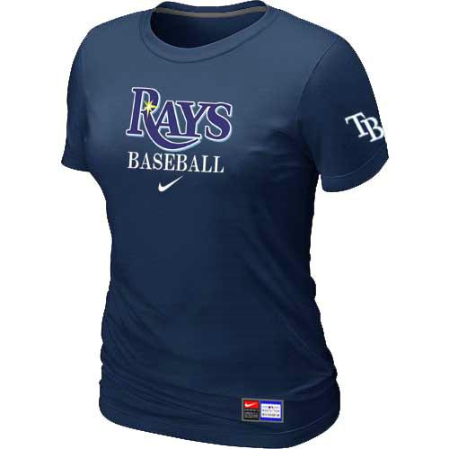 Cheap Women Tampa Bay Rays Nike D.Blue Short Sleeve Practice MLB Baseball T-Shirt