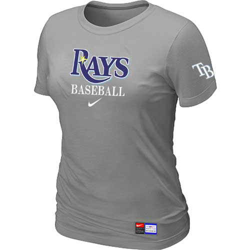 Cheap Women Tampa Bay Rays Nike L.Grey Short Sleeve Practice MLB Baseball T-Shirt