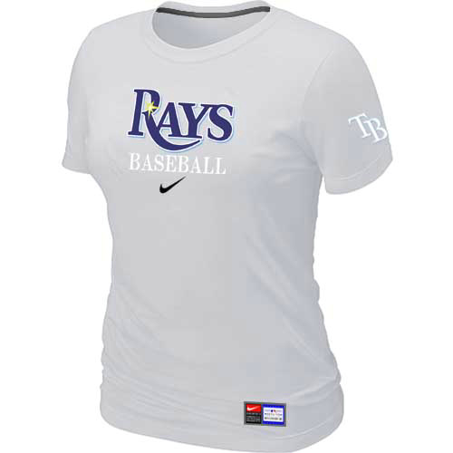 Cheap Women Tampa Bay Rays Nike White Short Sleeve Practice MLB Baseball T-Shirt