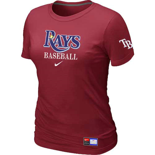 Cheap Women Tampa Bay Rays Nike Red Short Sleeve Practice MLB Baseball T-Shirt
