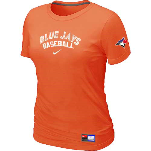 Cheap Women Toronto Blue Jays Nike Orange Short Sleeve Practice MLB Baseball T-Shirt