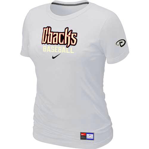 Cheap Women Arizona Diamondbacks Crimson Nike White Short Sleeve Practice MLB Baseball T-Shirt