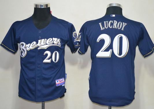 Kids Milwaukee Brewers 20 Lucroy Blue MLB Jerseys Cheap