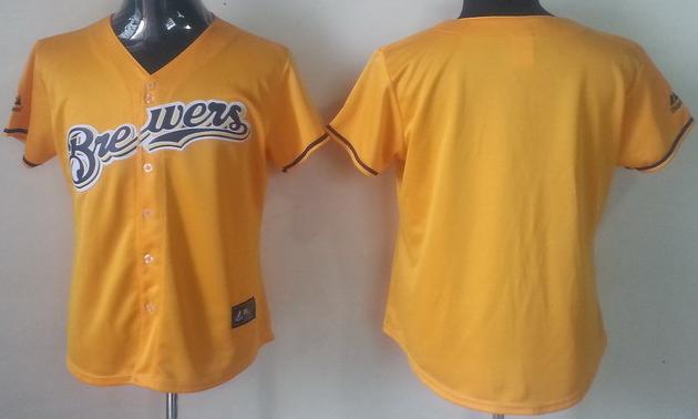 Women Milwaukee Brewers Blank Yellow MLB Jersey