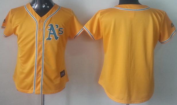 Women Oakland Athletics Blank Yellow MLB Jersey
