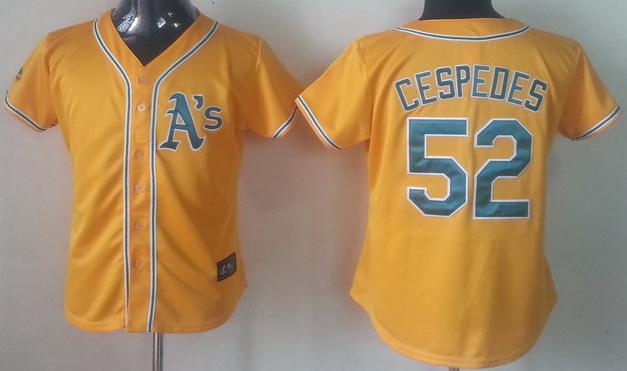 Women Oakland Athletics 52 Yoenis Cespedes Yellow MLB Jersey