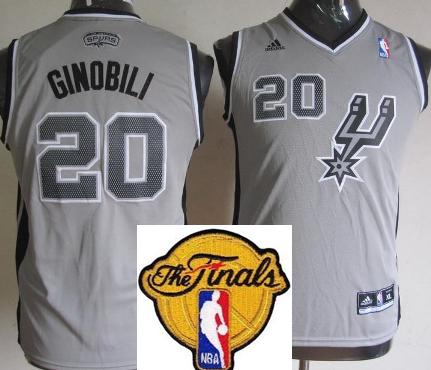 Kids San Antonio Spurs 20 Manu Ginobili Grey Revolution 30 Swingman 2013 Finals Patch NBA Jerseys Cheap