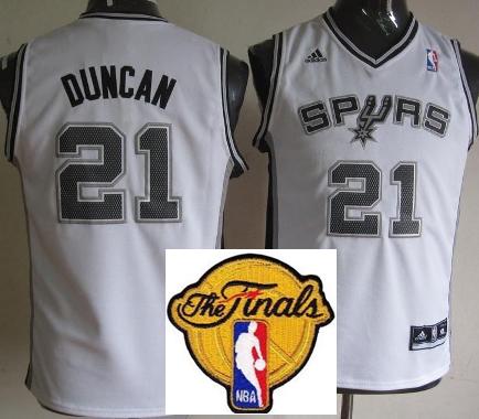 Kids San Antonio Spurs 21 Tim Duncan White Revolution 30 Swingman 2013 Finals Patch NBA Jerseys Cheap