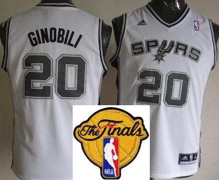 Kids San Antonio Spurs 20 Manu Ginobili White Revolution 30 Swingman 2013 Finals Patch NBA Jerseys Cheap