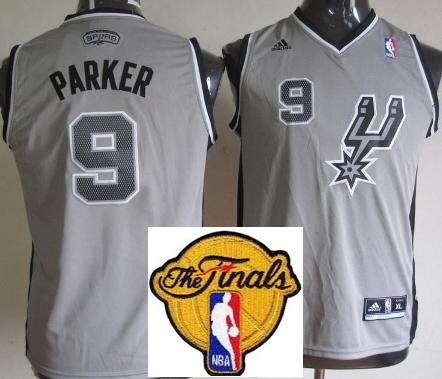 Kids San Antonio Spurs 9 Tony Parker Grey Revolution 30 Swingman 2013 Finals Patch NBA Jerseys Cheap
