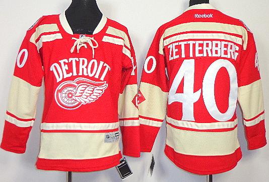 Kids Detroit Red Wings 40 Henrik Zetterberg 2014 Bridgestone Winter Classic Red NHL Jerseys For Sale