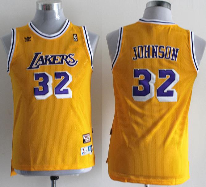 Kids Los Angeles Lakers 32 Johnson Yellow Throwback NBA Jerseys Cheap