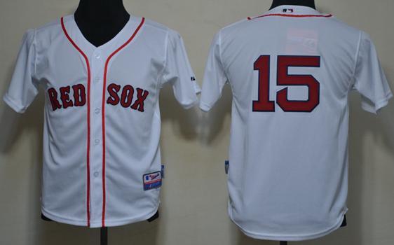 Kids Boston Red Sox 15 Dustin Pedroia White Baseball MLB Jerseys Cheap