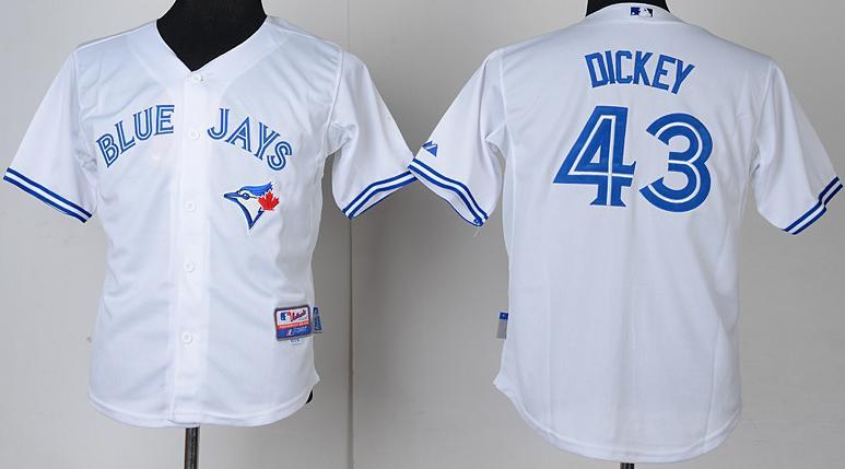 Kids Toronto Blue Jays 43 R.A Dickey White Cool Base MLB Jerseys Cheap