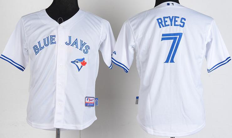 Kids Toronto Blue Jays 7 Jose Reyes White Cool Base MLB Jerseys Cheap