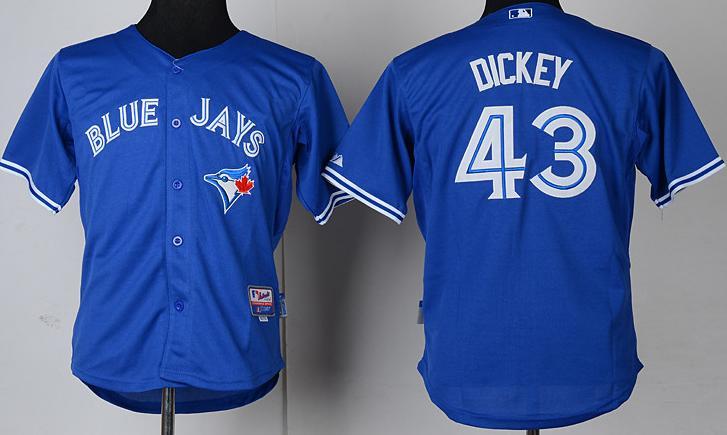 Kids Toronto Blue Jays 43 R.A Dickey Blue Cool Base MLB Jerseys Cheap