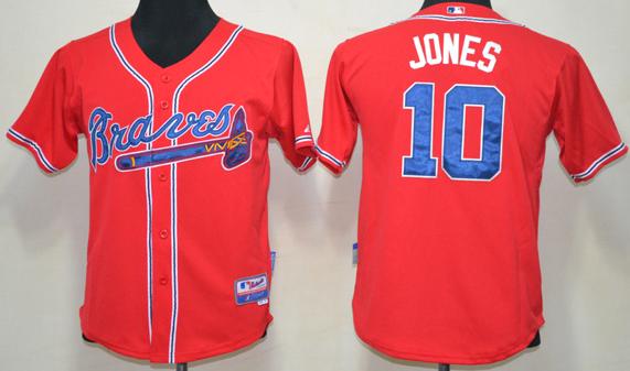 Kids Atlanta Braves 10 Chipper Jones Red MLB Jerseys Cheap