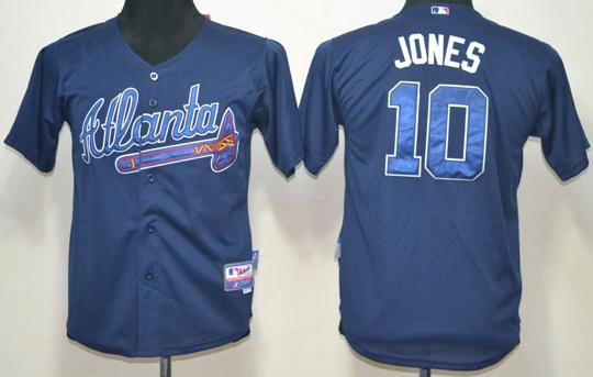 Kids Atlanta Braves 10 Chipper Jones Blue MLB Jerseys Cheap