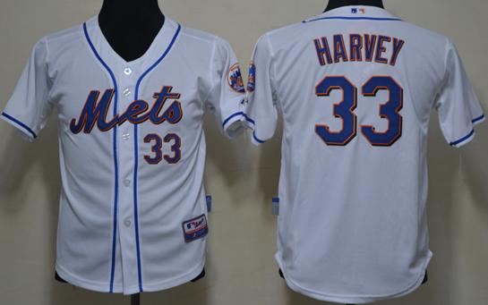 Kids New York Mets 33 Matt Harvey White MLB Jersey Cheap