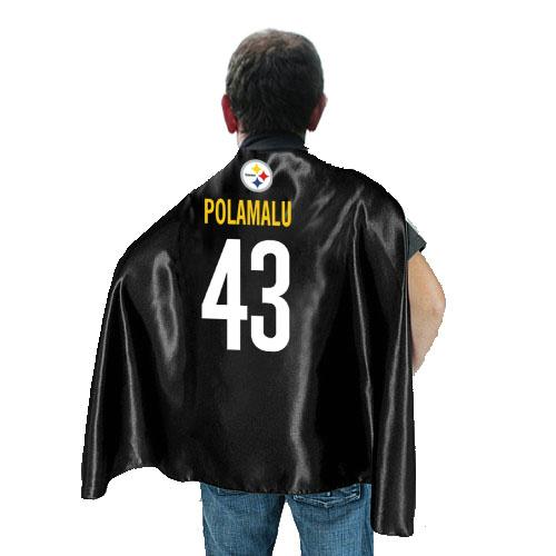 Pittsburgh Steelers 43 Troy Polamalu Black NFL Hero Cape Sale Cheap