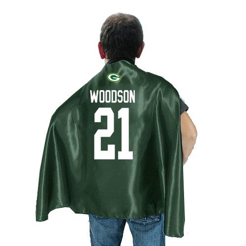 Green Bay Packers 21 WOODSON Green NFL Hero Cape Sale Cheap