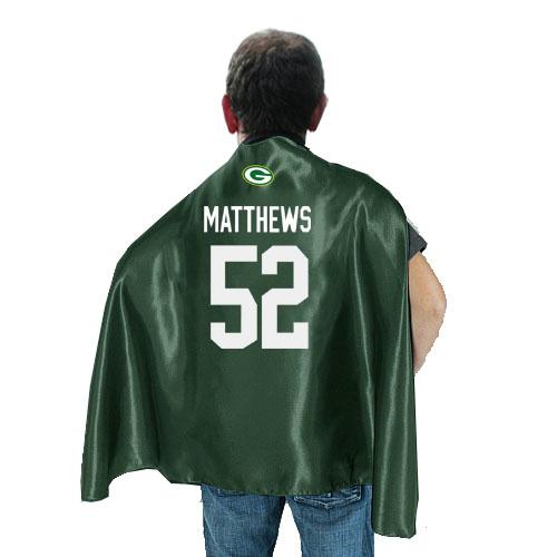 Green Bay Packers 52 MATTHEWS Green NFL Hero Cape Sale Cheap