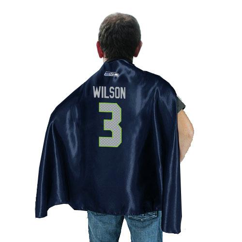 Seattle Seahawks 3 Russell Wilson Blue NFL Hero Cape Sale Cheap