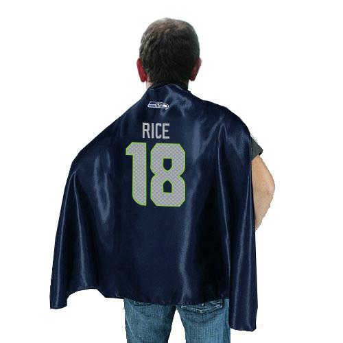 Seattle Seahawks 18 Sidney Rice Blue NFL Hero Cape Sale Cheap