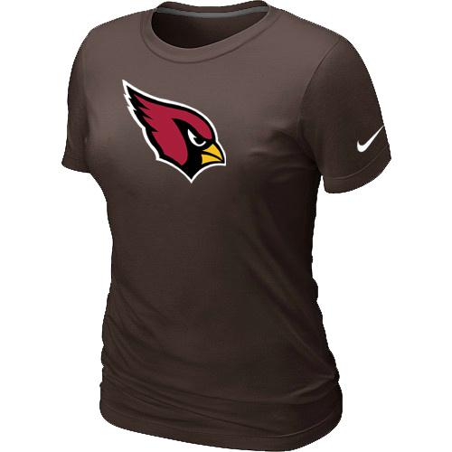 Cheap Women Nike Arizona Cardinals Brown Logo NFL Football T-Shirt