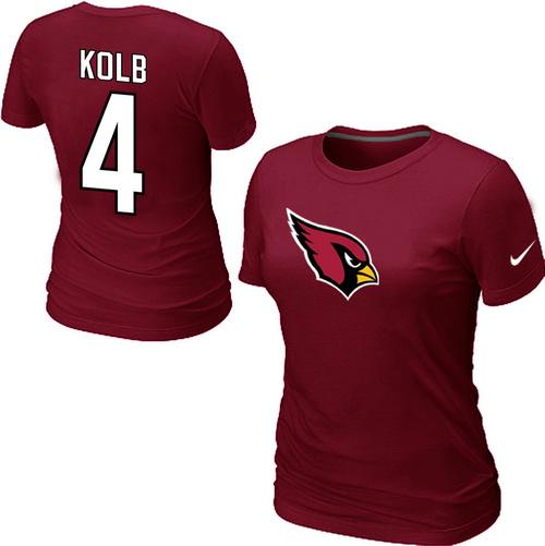 Cheap Women Nike Arizona Cardinals 4 Kolb Name & Number Red NFL Football T-Shirt
