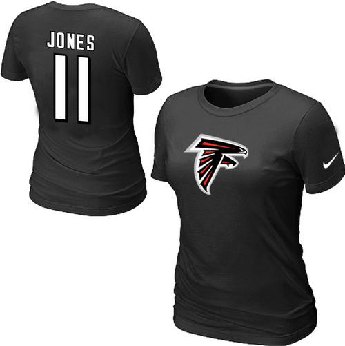 Cheap Women Nike Atlanta Falcons 11 Jones Name & Number Black NFL Football T-Shirt