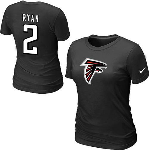 Cheap Women Nike Atlanta Falcons 2 ryan Name & Number Black NFL Football T-Shirt