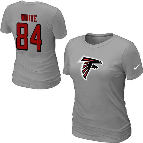 Cheap Women Nike Atlanta Falcons 84 white Name & Number Grey NFL Football T-Shirt