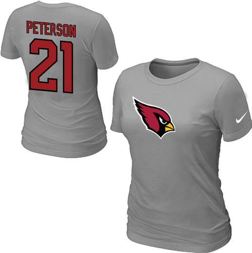 Cheap Women Nike Arizona Cardinals 21 peterson Name & Number Grey NFL Football T-Shirt