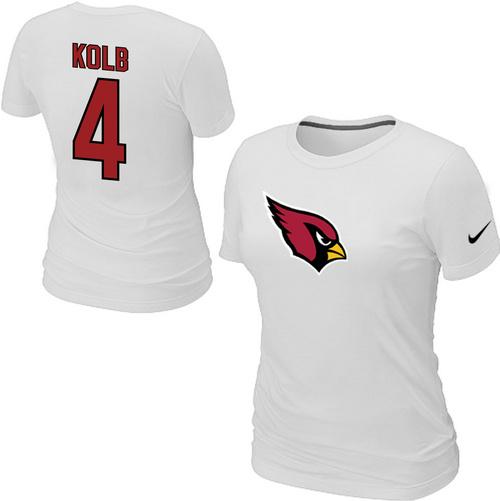 Cheap Women Nike Arizona Cardinals 4 Kolb Name & Number White NFL Football T-Shirt