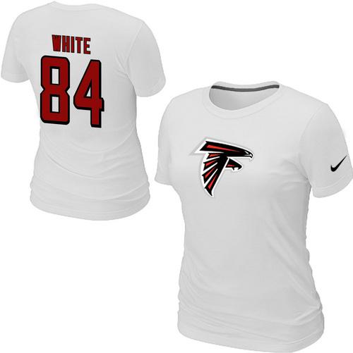 Cheap Women Nike Atlanta Falcons 84 white Name & Number White NFL Football T-Shirt