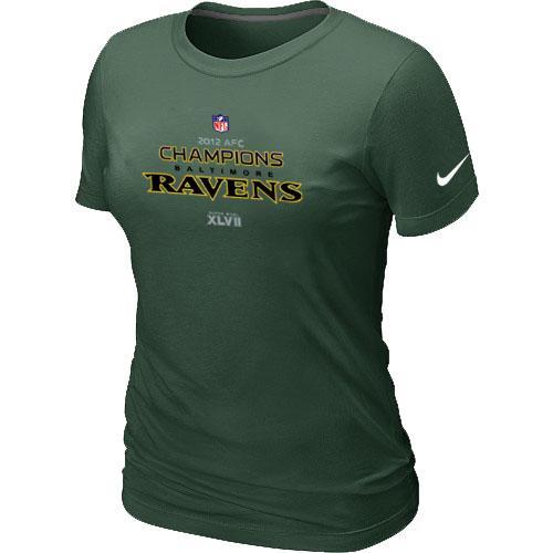 Cheap Women Nike Baltimore Ravens 2012 AFC Conference Champions Trophy Collection Long D.Green NFL Football T-Shirt