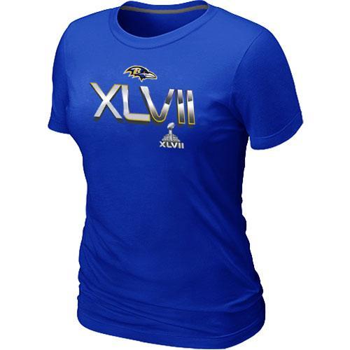 Cheap Women Nike Baltimore Ravens 2012 Super Bowl XLVII On Our Way Blue NFL Football T-Shirt