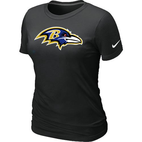 Cheap Women Nike Baltimore Ravens Black Logo NFL Football T-Shirt
