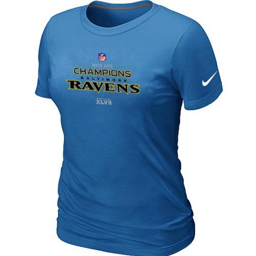 Cheap Women Nike Baltimore Ravens 2012 AFC Conference Champions Trophy Collection Long L.blue NFL Football T-Shirt