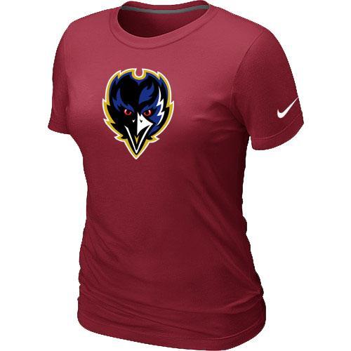 Cheap Women Nike Baltimore Ravens Tean Logo Red NFL Football T-Shirt